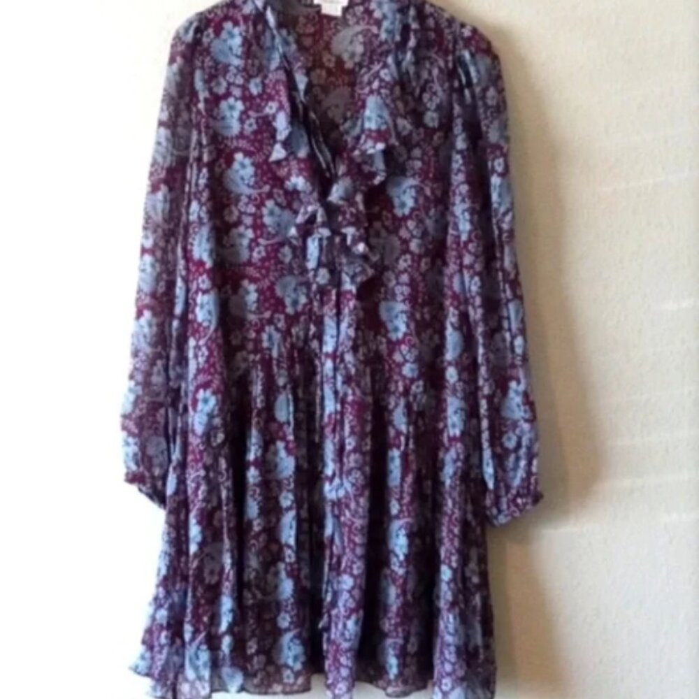 Shoshanna Floral Paisley Print Ruffled Dress